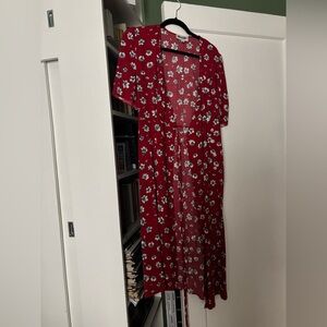 Rouje Red Flutter Sleeve Sundress with V-Neck